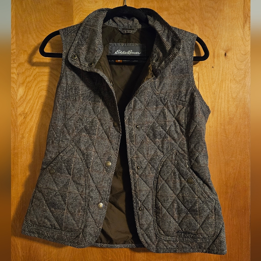 Eddie Bauer Women's Brown/Gray Quilted Vest